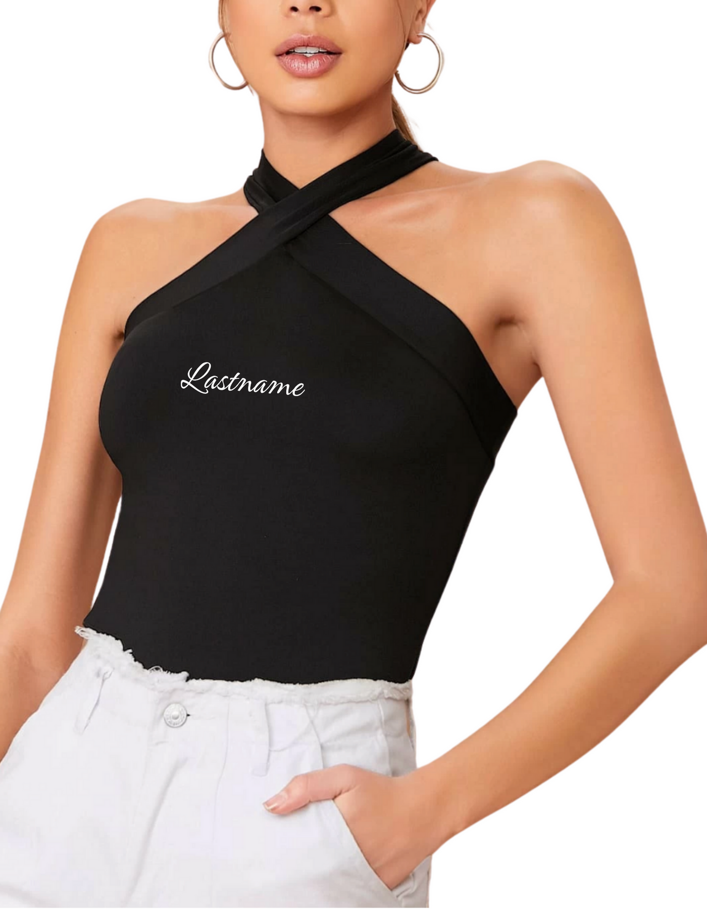 Script High Neck Top