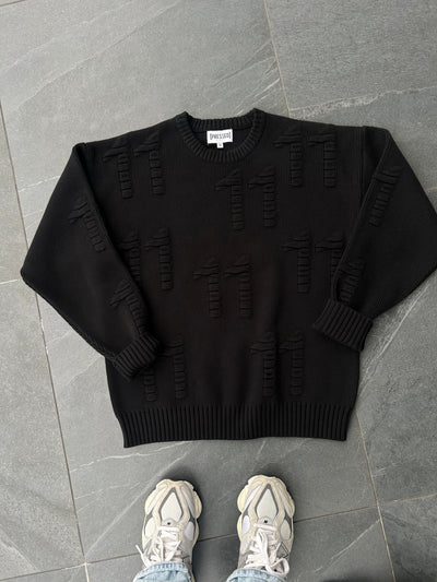 EMBOSSED-CHUNKY KNIT SWEATER