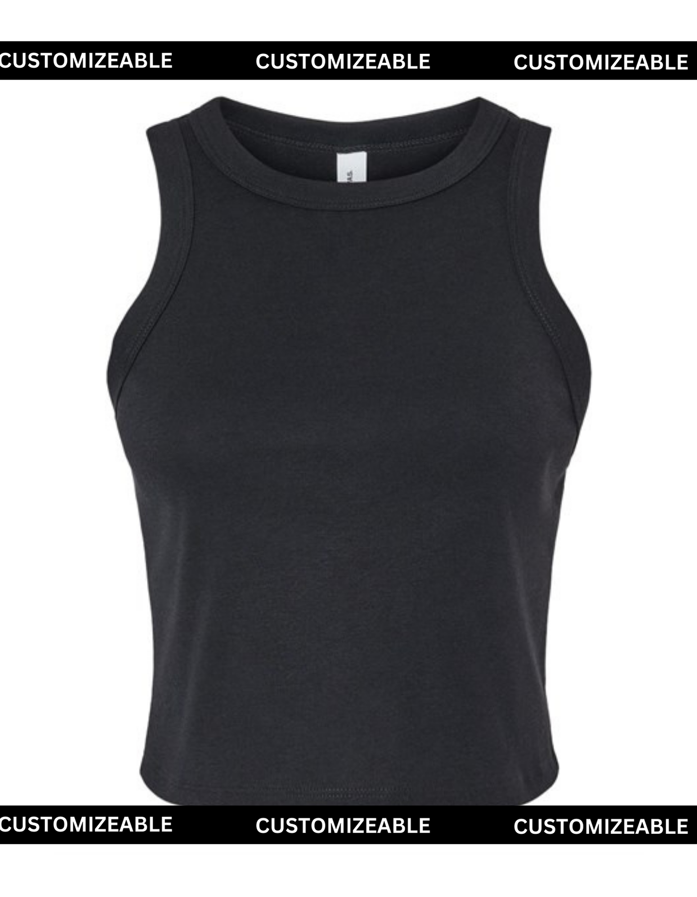 Black Cropped High Neck Tank