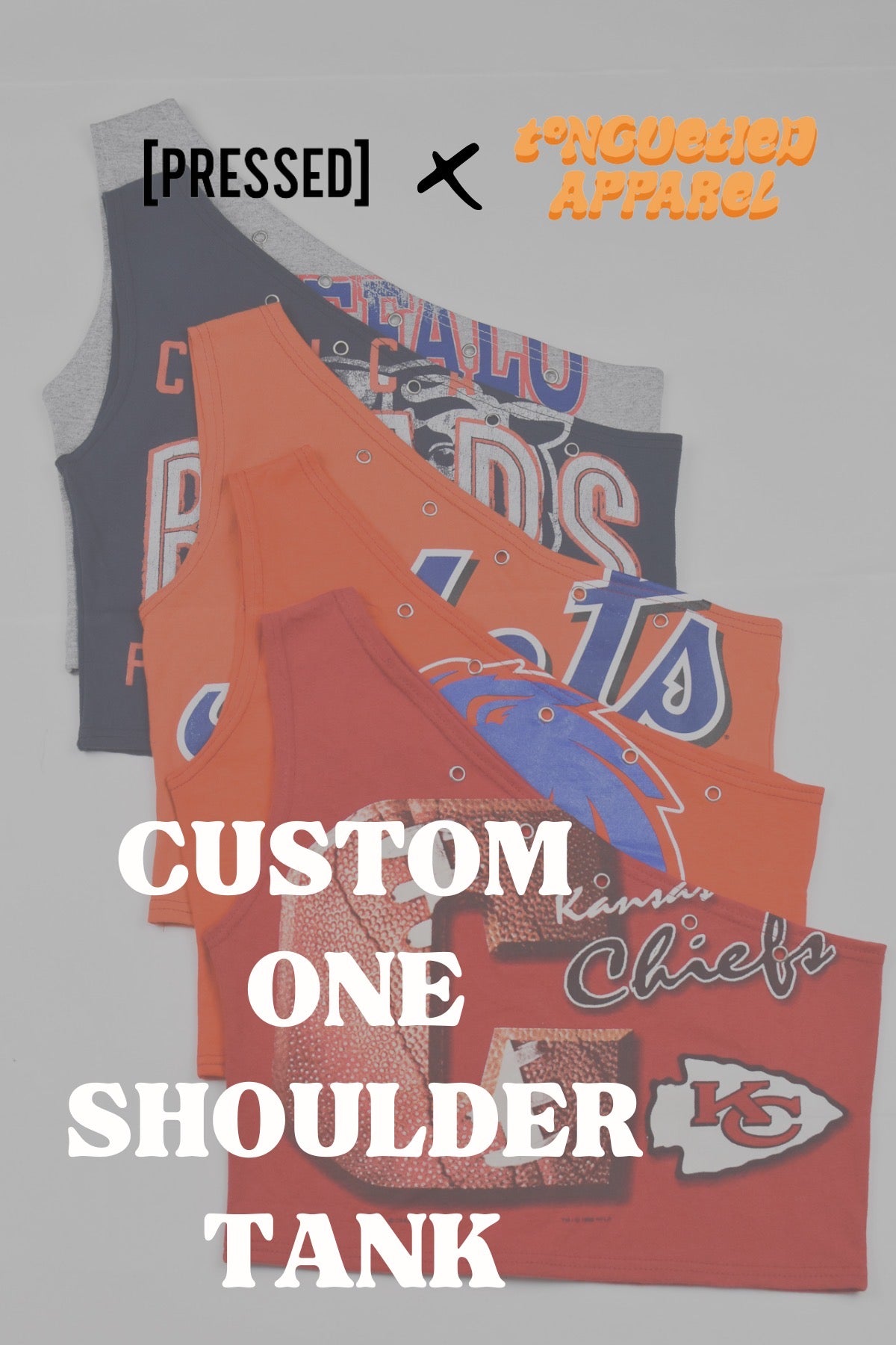 CUSTOM PRESSED X TONGUE TIED ONE SHOULDER TANK